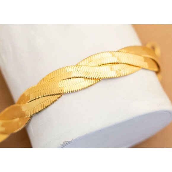 Vintage Gold Tone Spiral Braids Elegant Bracelet 7 inch by Avon - Y15 - Picture 2 of 3